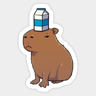 Capybara with Milk on its head Sticker